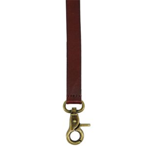 Lawevan Men's Reddish Brown Shiny Genuine Leather Suspenders, Steampunk Style Y back Adjustable Belt Loop, 3 Snap Hooks