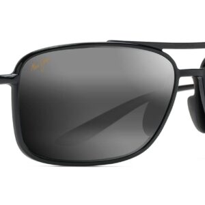 Maui Jim Men's and Women's Kaupo Gap Polarized Aviator Sunglasses, Black Gloss/Neutral Grey, Medium