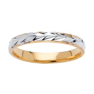 PalmBeach Yellow Gold-Plated Two Tone Textured Wedding Band Ring (3mm) Sizes 5-13 Size 6