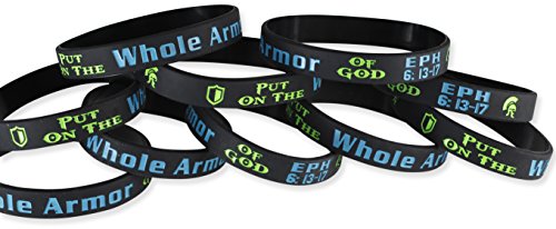 Forge Put on the Whole Armor of God Ephesians 6:13-17 Silicone Bracelet Wristbands (10 Bracelets)