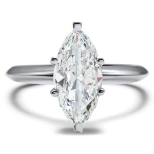 Eternal Jewelry 14K White Gold CZ Cubic Zirconia Marquise 2 Carat solitaire Engagement Ring 6 Prong (4.75)