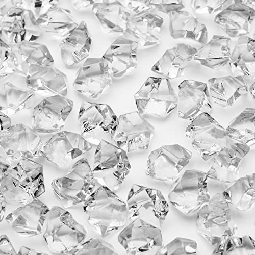 PMLAND 550 Pcs Clear Acrylic Fake Ice Rocks Crystals Gems Cubes Diamonds -3Lbs Bulk Bag for Vase Filler Table Scatter Party Wedding Arts Crafts Decoration