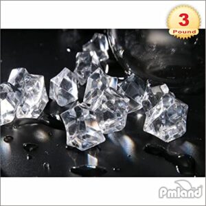 PMLAND 550 Pcs Clear Acrylic Fake Ice Rocks Crystals Gems Cubes Diamonds -3Lbs Bulk Bag for Vase Filler Table Scatter Party Wedding Arts Crafts Decoration