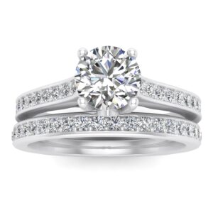 5/8 Carat Diamond Engagement Wedding Ring Set in 10k White Gold (H-I, I2-I3)