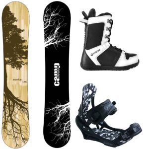 camp seven roots crc and apx complete men's snowboard package (158 cm wide, boot size 11)