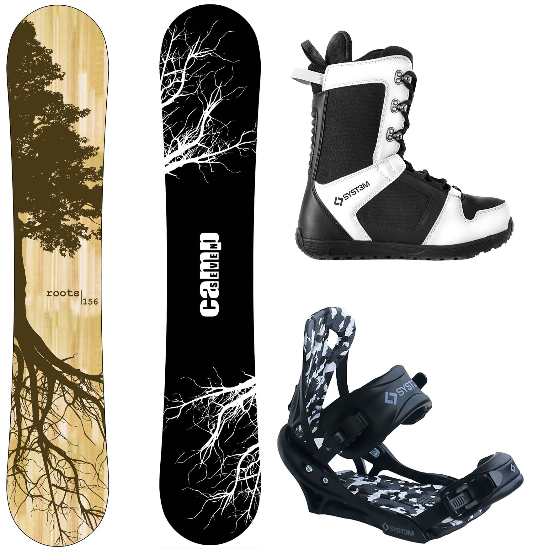 Camp Seven Roots CRC and APX Complete Men's Snowboard Package (158 cm Wide, Boot Size 11)