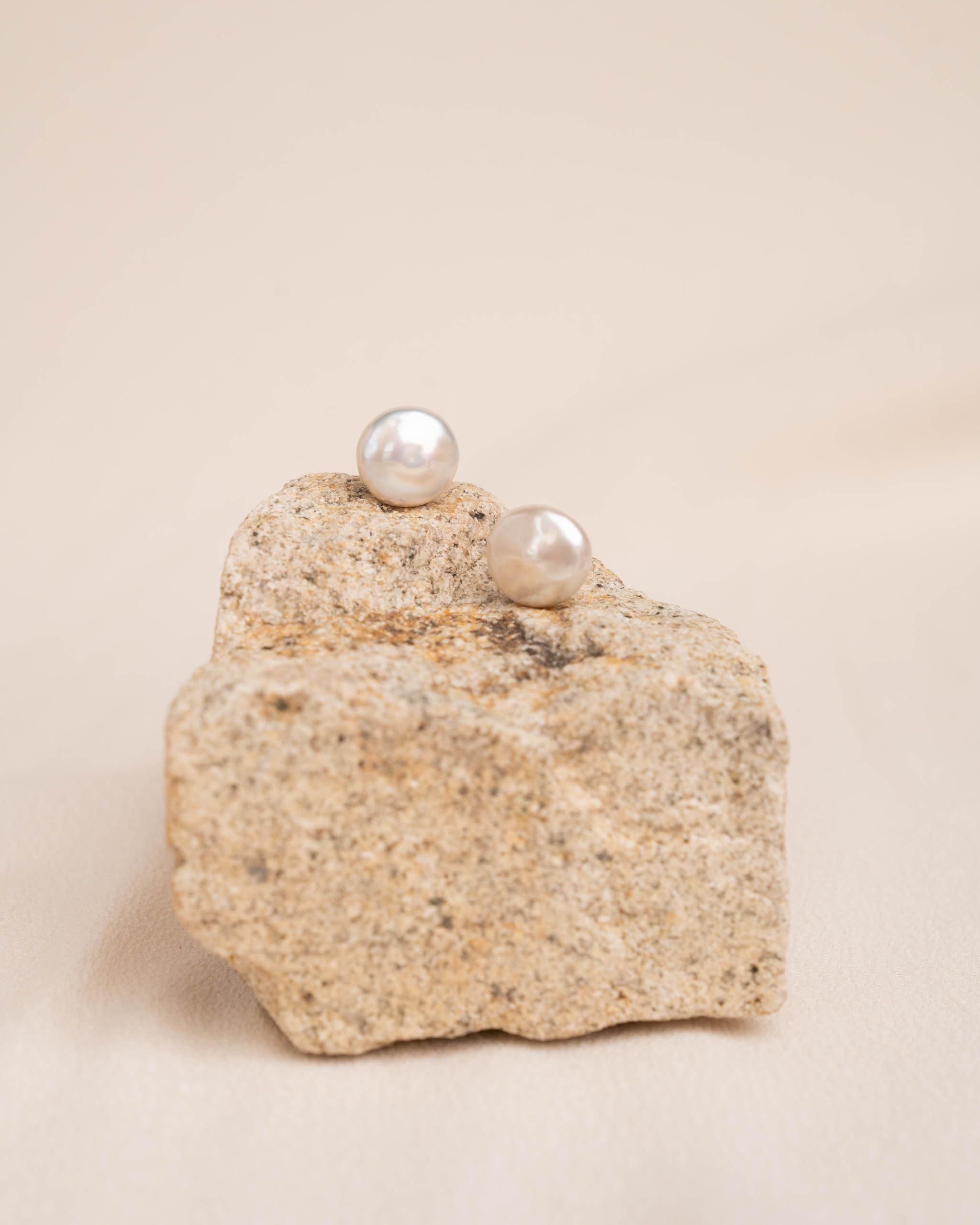 Secret & You Women Pearl Earrings Freshwater Cultured Pearls | Coin Pearls | 925 Sterling Silver mounts | Available in 11-12 mm, 12-13 mm and 13-14 mm