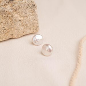 Secret & You Women Pearl Earrings Freshwater Cultured Pearls | Coin Pearls | 925 Sterling Silver mounts | Available in 11-12 mm, 12-13 mm and 13-14 mm