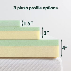 ZINUS 4 Inch Green Tea Memory Foam Mattress Topper, Pressure-Relieving Layers, CertiPUR-US Certified, King