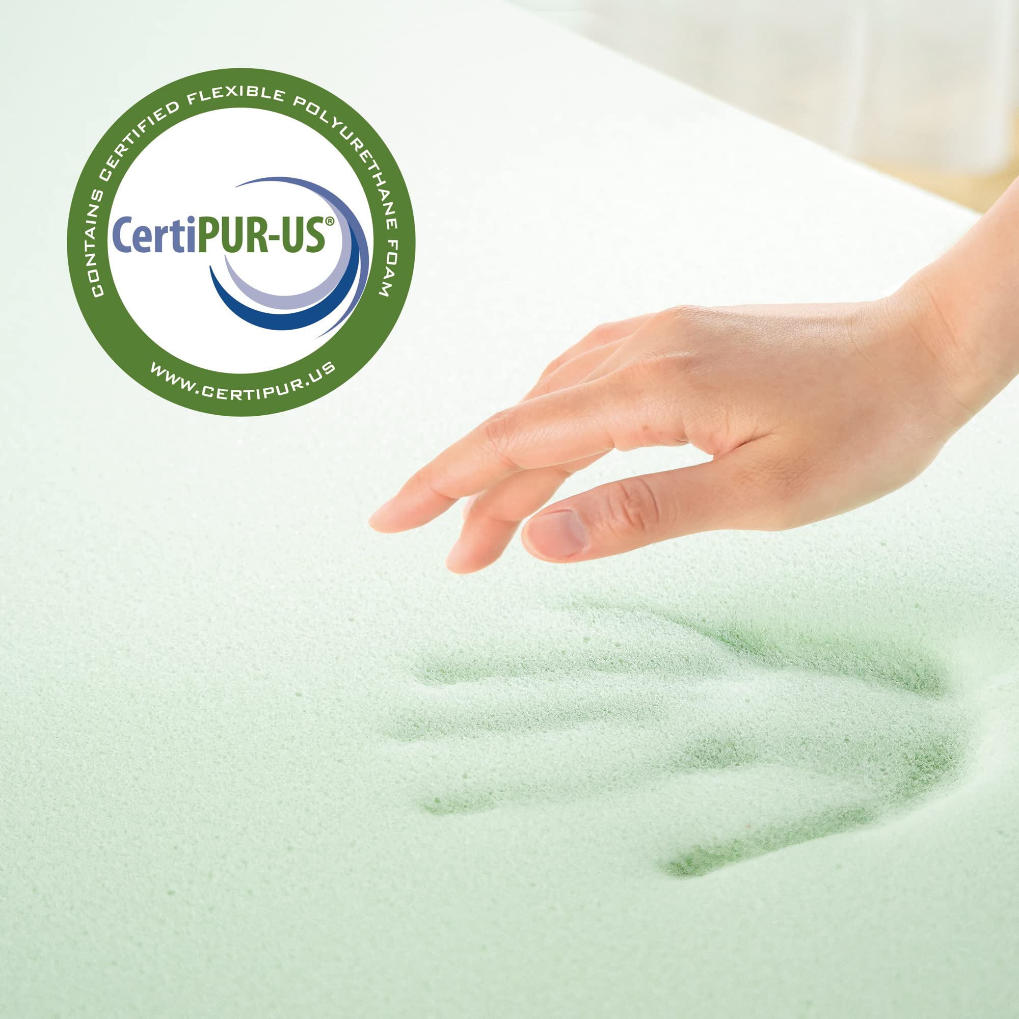 ZINUS 4 Inch Green Tea Memory Foam Mattress Topper, Pressure-Relieving Layers, CertiPUR-US Certified, King