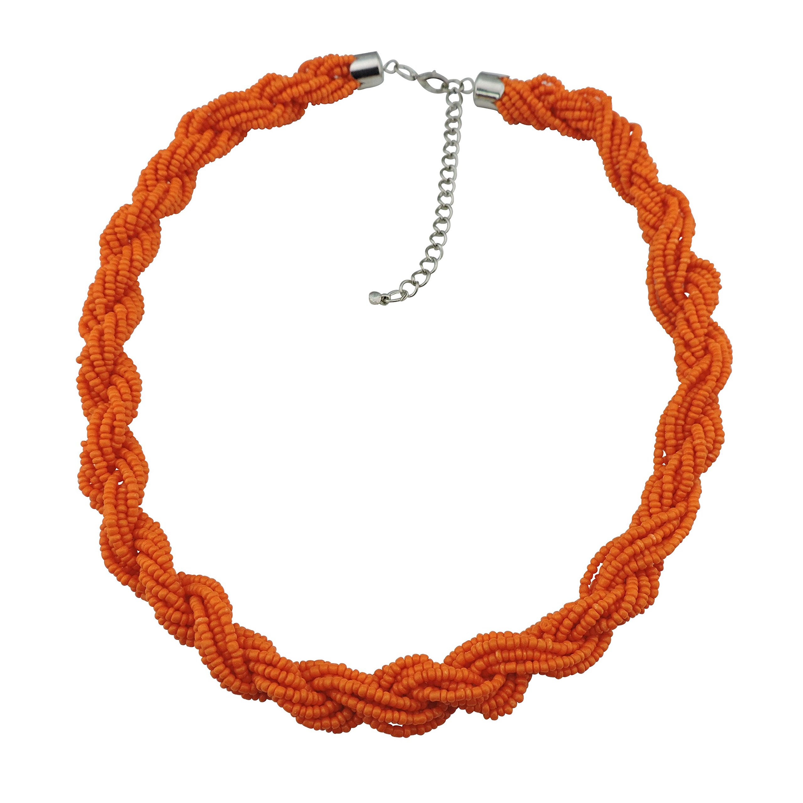 Bocar Fashion Seed Beads Statement Twist Collar Necklace (NK-10408-orange)