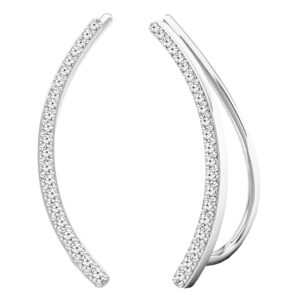 Dazzlingrock Collection 0.22 Carat (ctw) Round White Diamond Crawler Climber Earrings for Women in 925 Sterling Silver