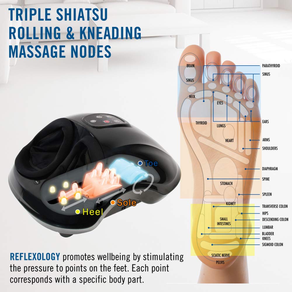 Daiwa Felicity Foot Massager Machine - Shiatsu Foot Massager with Heat and Kneading Motion Helps Relax and Rejuvenate Sore Feet - Can Relieve Pain Associated with Plantar Fasciitis and Neuropathy