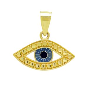 charm america - gold evil eye charm with enamel - 10 karat solid gold - evil eye protection pendant