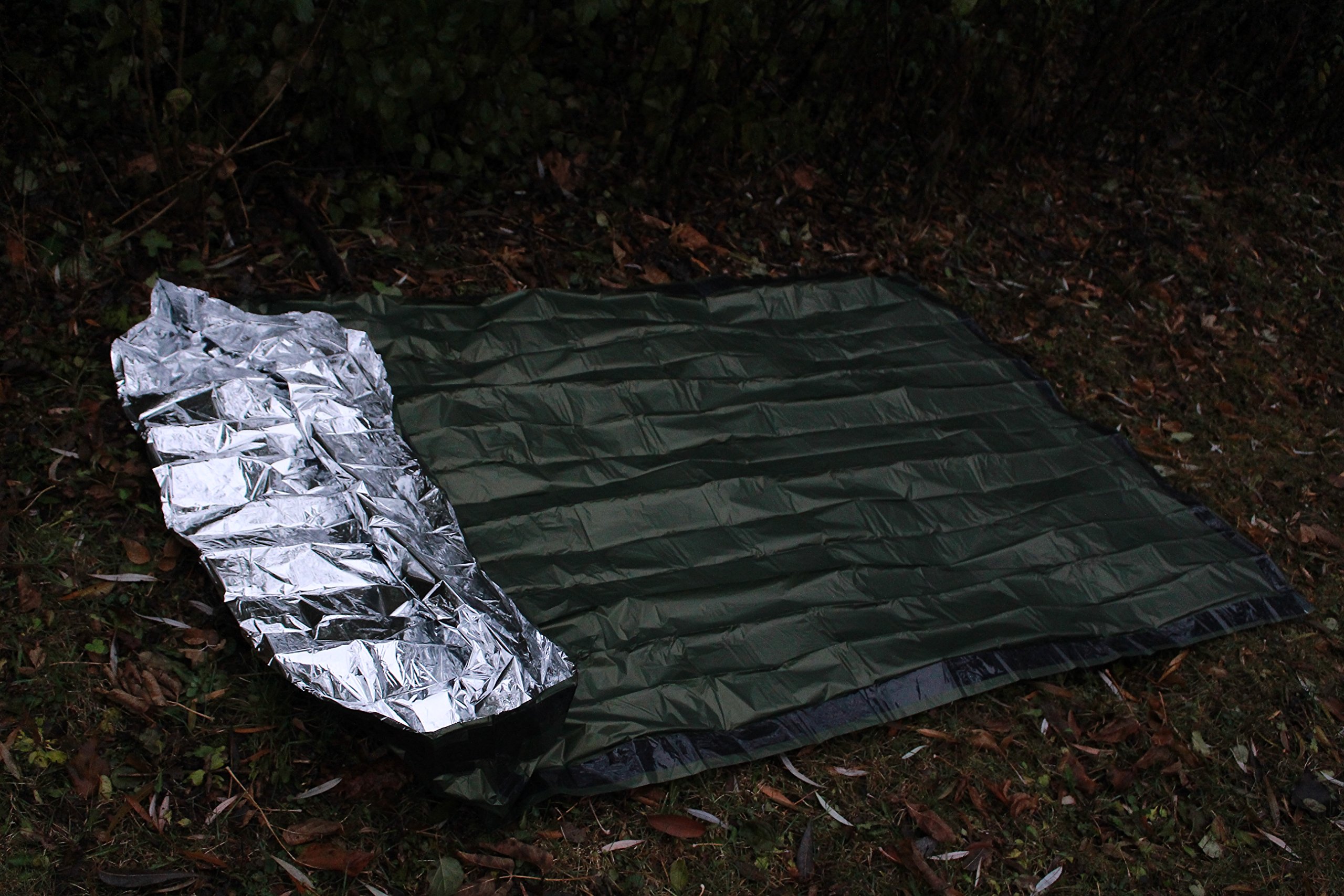 (Army Green) Emergency Sleeping Bag (+ FREE Emergency Blanket) - Lightweight, Waterproof Bivy Sack made with our Advanced Thermal Material + Nylon Carry Bag, Camping Gear & Bug Out Bags & Kits