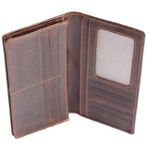 Womens Ladies Genuine Leather Wallet Long Embossing Bifold Wallet Clutch Purse (Coffee)