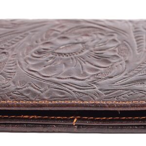 Womens Ladies Genuine Leather Wallet Long Embossing Bifold Wallet Clutch Purse (Coffee)