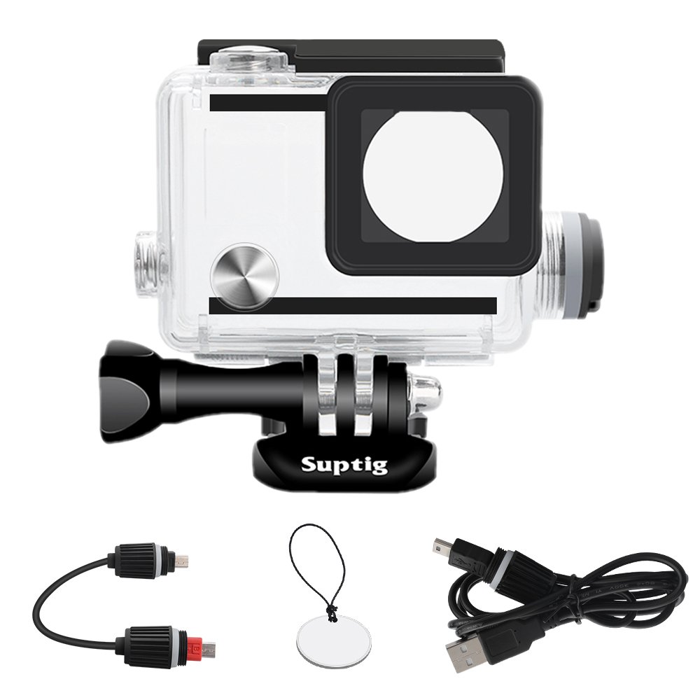 Suptig Housing Rechargeable waterproof housing for GoPro Hero 4 Hero 3+ Hero 3 Outside Action Camera for Underwater charge Use - Water Resistant up to 131ft (40m)