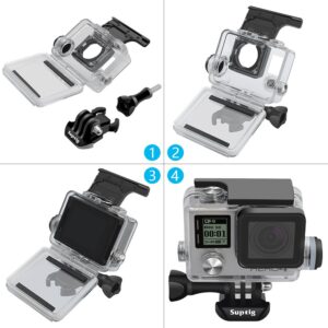 Suptig Housing Rechargeable waterproof housing for GoPro Hero 4 Hero 3+ Hero 3 Outside Action Camera for Underwater charge Use - Water Resistant up to 131ft (40m)