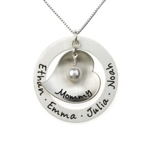 Big Hearted Personalized Sterling Silver Name Necklace. Customize with Names, Dates, Initials, or Endearing Words of your choice, such as Mama, Nana, Grandma,Mommy. Gifts for Her, Grandma, Mother