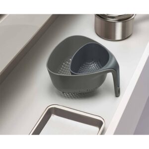 Joseph Joseph Nest Colanders Stackable Set with Easy-Pour Corners and Vertical Handle, 2-piece, Gray