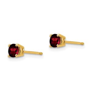 14k yellow gold 4mm red garnet studs gemstone earrings january birthstone jewelry