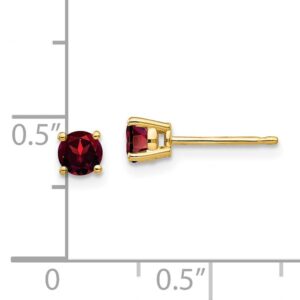 14K Yellow Gold 4mm Red Garnet Studs Gemstone Earrings January Birthstone Jewelry