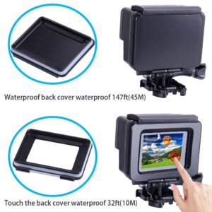 Suptig Replacement Waterproof Case Protective Black Housing Touch housing for GoPro Hero 4 Hero 3+ Hero3 Outside Sport Camera for Underwater Use Water Resistant up to 147ft (45m)