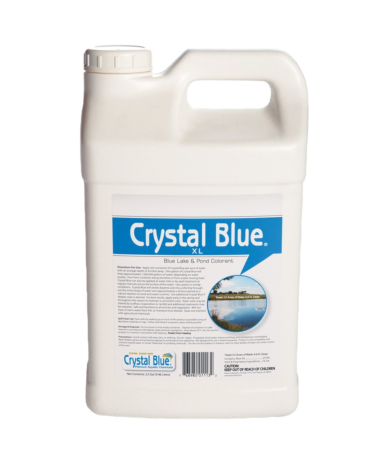 Crystal Blue XL Commercial Lake & Pond Dye - Royal Blue Color - 2.5 Gallon