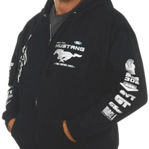 JH DESIGN GROUP Men's Ford Mustang Collage Black Zip Up Hoodie Sweatshirt (Large, CLG2-black)