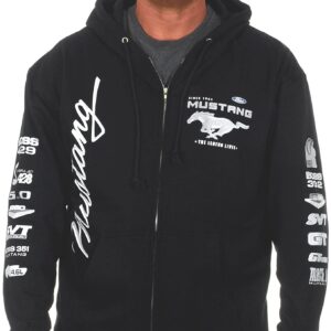 JH DESIGN GROUP Men's Ford Mustang Collage Black Zip Up Hoodie Sweatshirt (Large, CLG2-black)