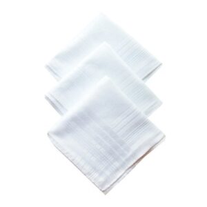 men's pure cotton handkerchief white hankies 3pcs