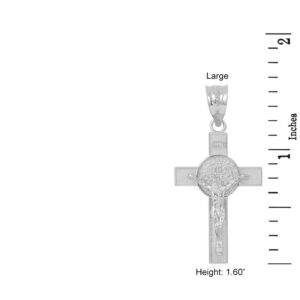 Saint Collection 925 Sterling Silver St. Benedict Crucifix Cross Charm Pendant (1.60")