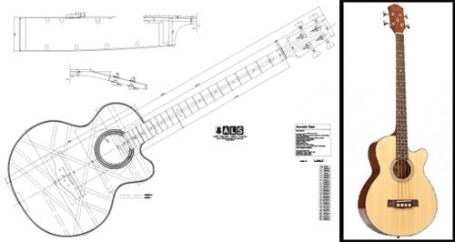 Plan of an Acoustic Bass - Full Scale Print