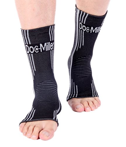 Doc Miller - Ankle Brace for Sprained Ankles, Achilles Tendonitis, Compression Support Sleeves for Women & Men, Best Brace for Pain Relief, Stability & Plantar Fasciitis Sock, 1 Pair, Gray, X-Large