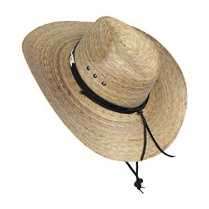 Large Mexican Palm Leaf Cowboy Hat with Chin Strap, Sombreros de Hombre de Palma Natural