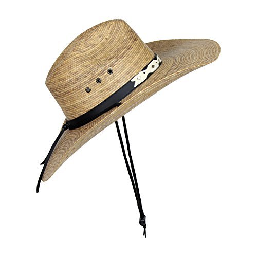 Large Mexican Palm Leaf Cowboy Hat with Chin Strap, Sombreros de Hombre de Palma Natural