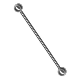 FIFTH CUE 316L Surgical Implant Grade Basic Steel Industrial Barbell (14G - 2" (51mm) - 5mm Balls)