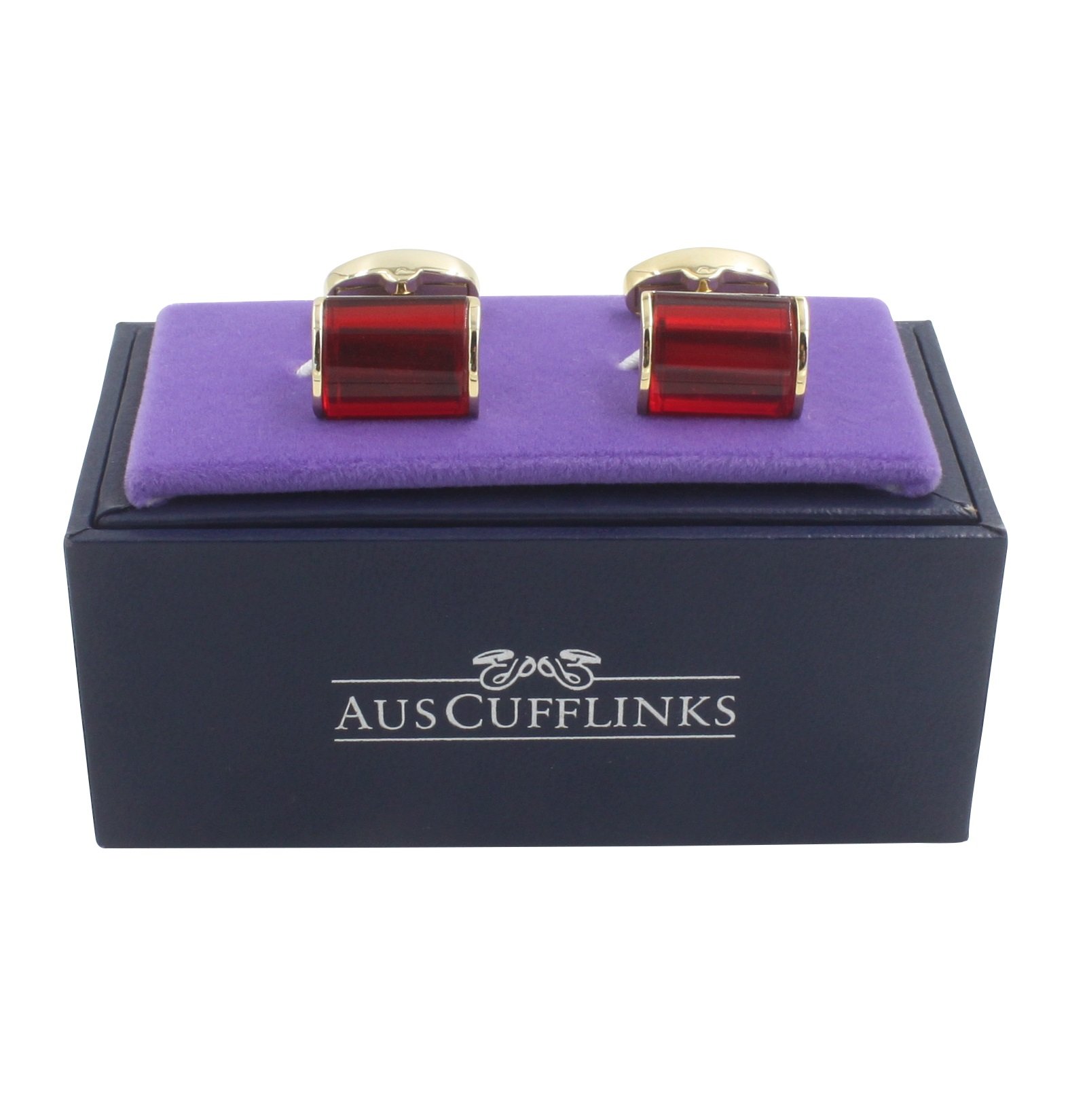 AUSCUFFLINKS 40th Anniversary Ruby Wedding Gift Husband | Cufflinks Gold Edge Red Cuff Links