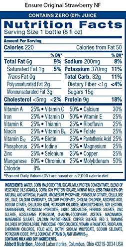 Ensure Original Nutrition Shake, Strawberry, 8 Ounces, 6 Count