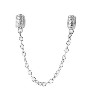 Heart Charm Chain Charm 925 Sterling Silver Clasp Safety Clip Stopper Charm Spacer Charm Anniversary Charm Birthday Charm for Pandora Charms Bracelet (A)