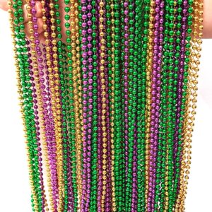 Dondor Metallic Beaded Necklaces, Mardi Gras Necklaces, Festive Necklace Multi Packs (72 Piece Pack)