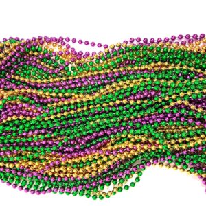 Dondor Metallic Beaded Necklaces, Mardi Gras Necklaces, Festive Necklace Multi Packs (72 Piece Pack)