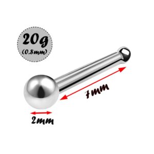 bodyjewellery 3pcs 20g 0.8mm Nose Stud Bone Straight Bar Nostril Ring Surgical Stainless Steel 2mm Ball