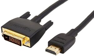 amazon basics hdmi-a to dvi (male) adapter cable, bi-directional 1080p, gold-plated, 3 ft/0.9 m, pack of 10, black