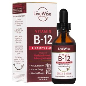 Liquid B12 Vitamin Sublingual – All-Natural Liquid Vitamin Vegan B12 Drops – Non-GMO Adenosylcobalamin Methylcobalamin B12 Supplement – Boost Your Immune System, Metabolism, Energy and Focus!