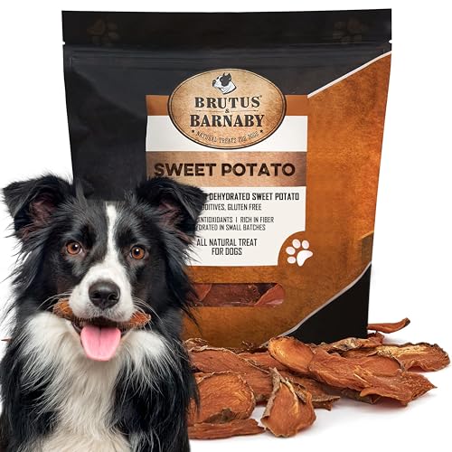 Sweet Potato Slices For Dogs - Single Ingredient Grain Free Dog Treats, Best High Anti-Oxidant Healthy 100% Natural Thick Cut Dried Sweet Potato Dog Treats With No Added Preservatives (2lb)