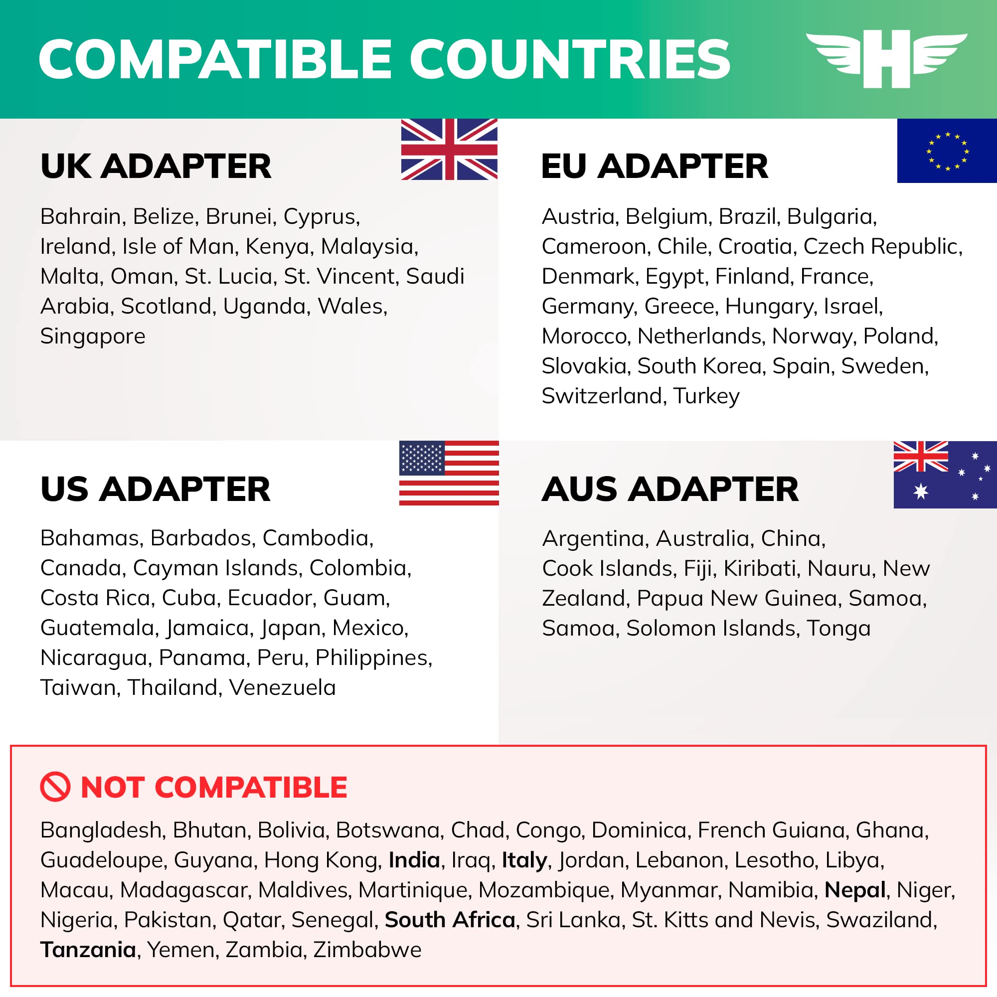 Hero Universal Travel Adapter (2 USB Ports) – Power Plug for US Europe France UK Ireland Thailand NZ Australia 100+ Countries