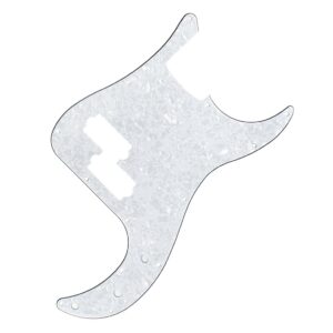 FLEOR P Bass Pickguard Guitar Scratch Plate Pick Guard for 4 String American/Mexican Standard Precision Bass Style, 4Ply White Pearl