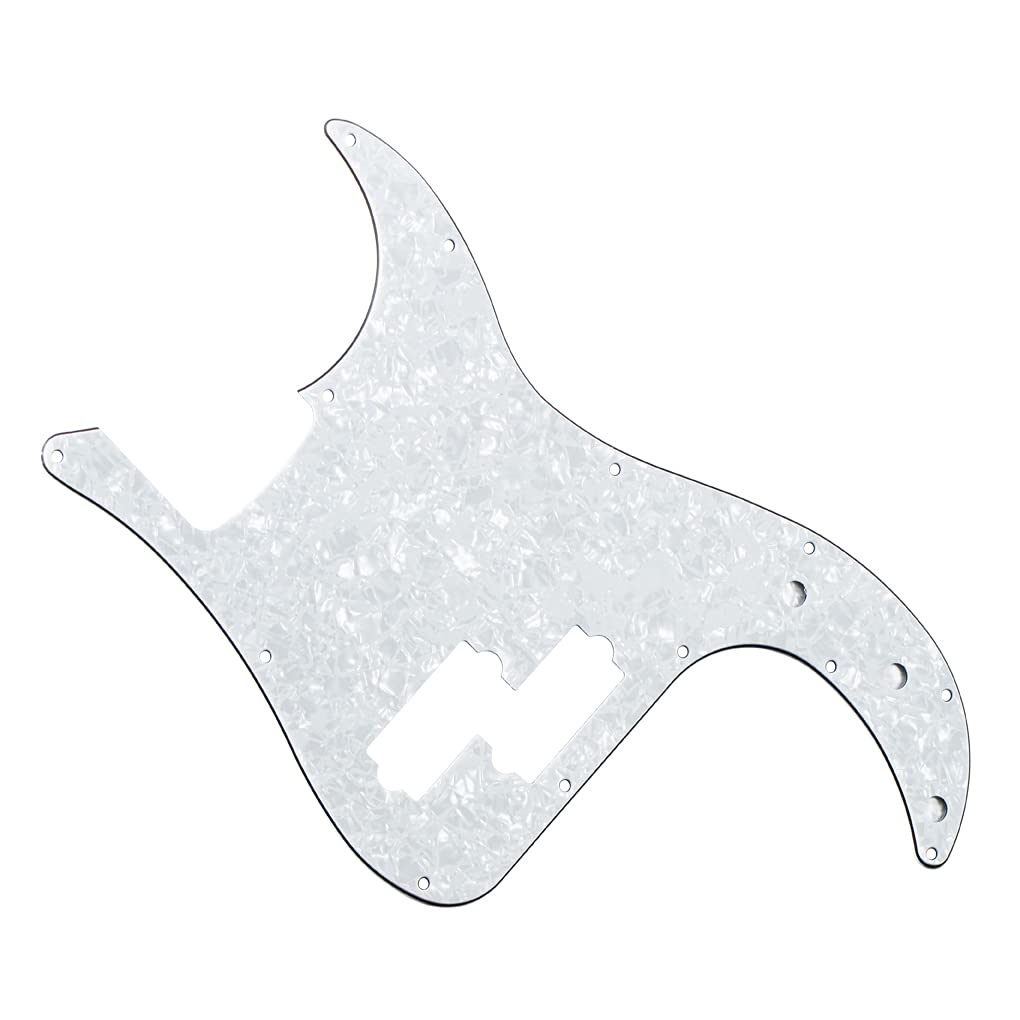 FLEOR P Bass Pickguard Guitar Scratch Plate Pick Guard for 4 String American/Mexican Standard Precision Bass Style, 4Ply White Pearl